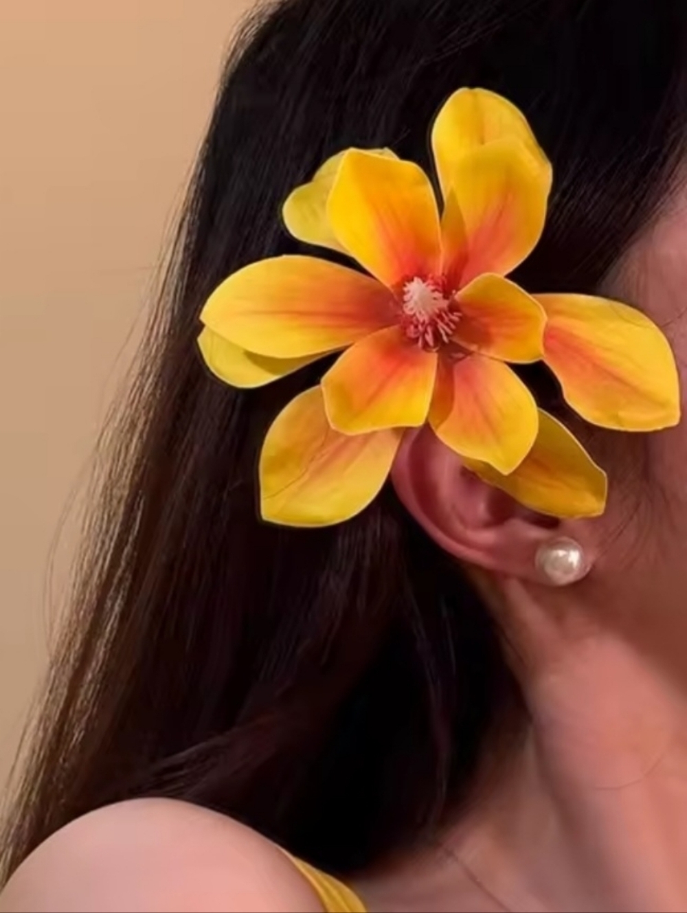 Brand New Handmade Yellow Flower Hair Clip Claw
